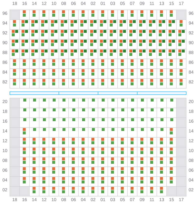 Bay 045 view and slots of APL LE HAVRE