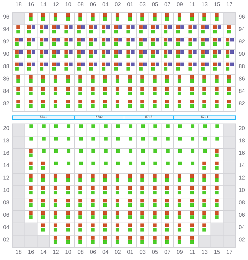 Bay 057 view and slots of APL LE HAVRE