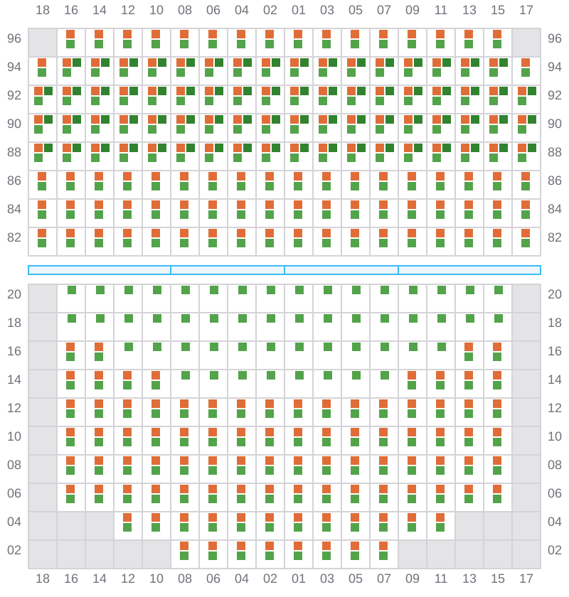Bay 061 view and slots of APL LE HAVRE