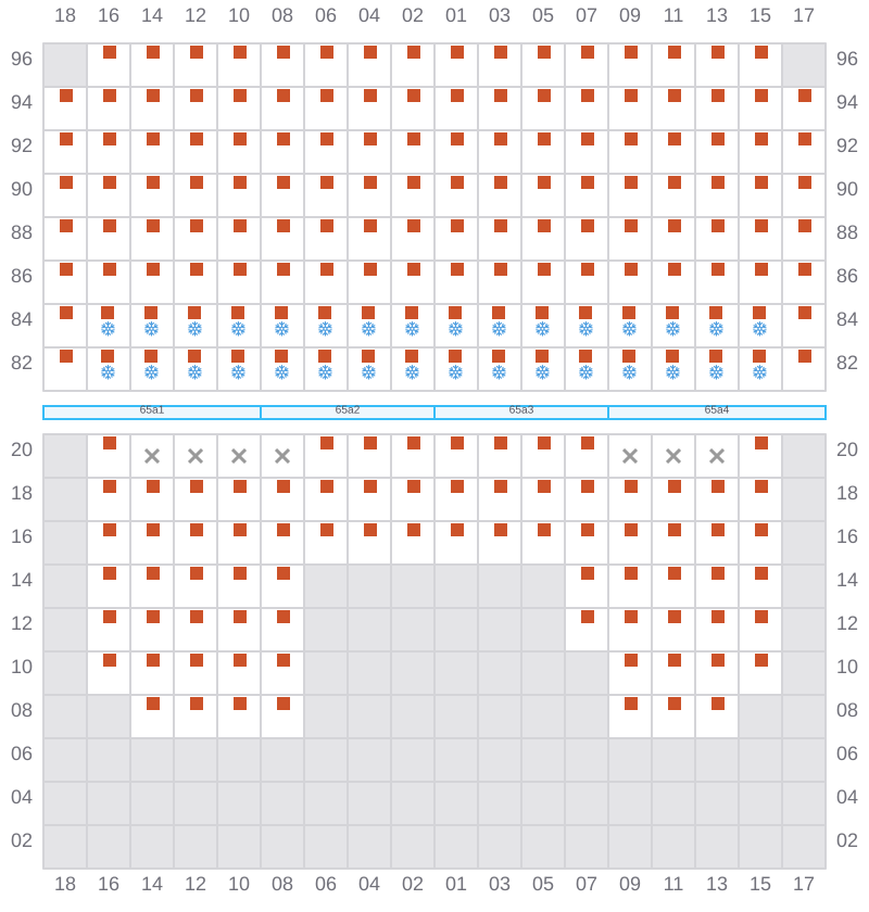 Bay 067 view and slots of APL LE HAVRE