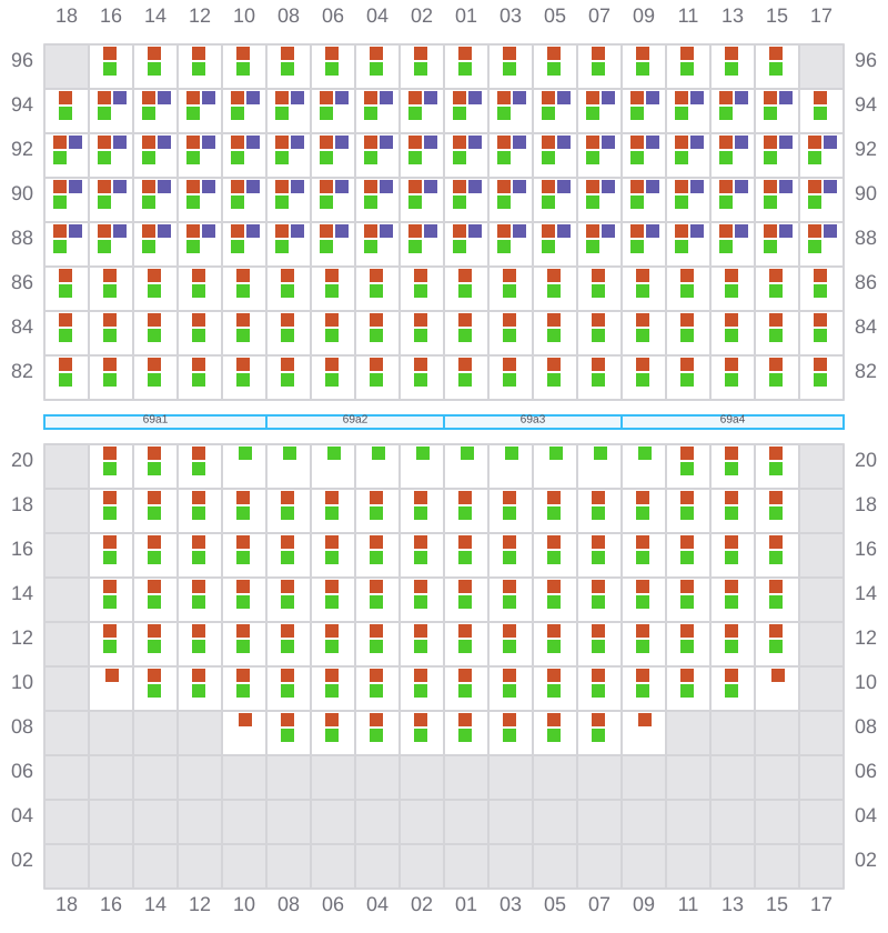 Bay 069 view and slots of APL LE HAVRE