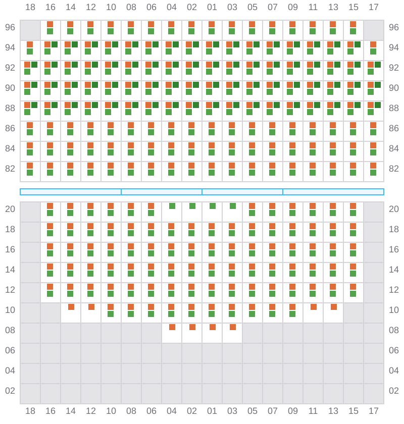 Bay 073 view and slots of APL LE HAVRE