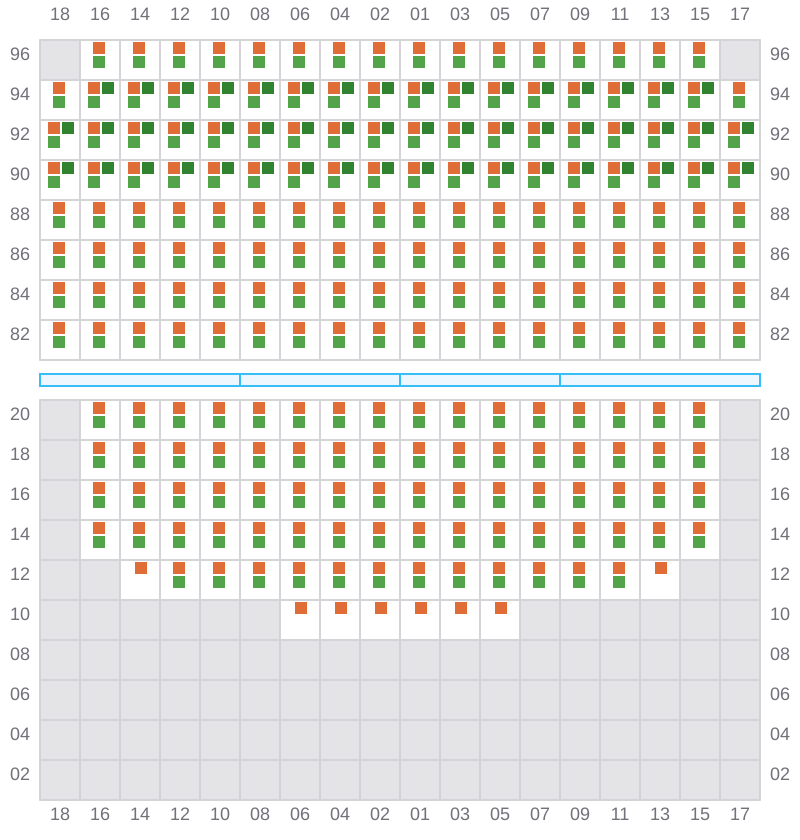 Bay 077 view and slots of APL LE HAVRE