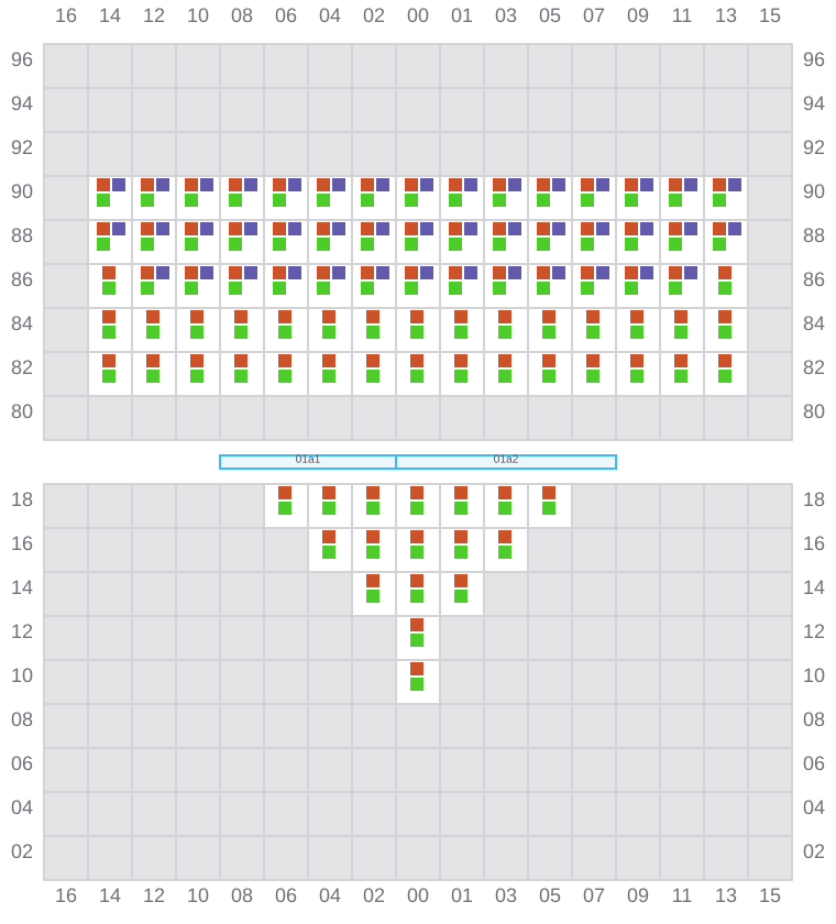 Bay 001 view and slots of CMA CGM OTELLO