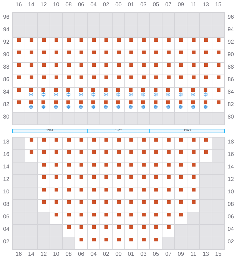 Bay 019 view and slots of CMA CGM OTELLO