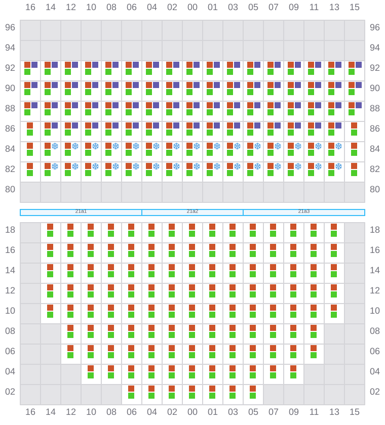 Bay 021 view and slots of CMA CGM OTELLO