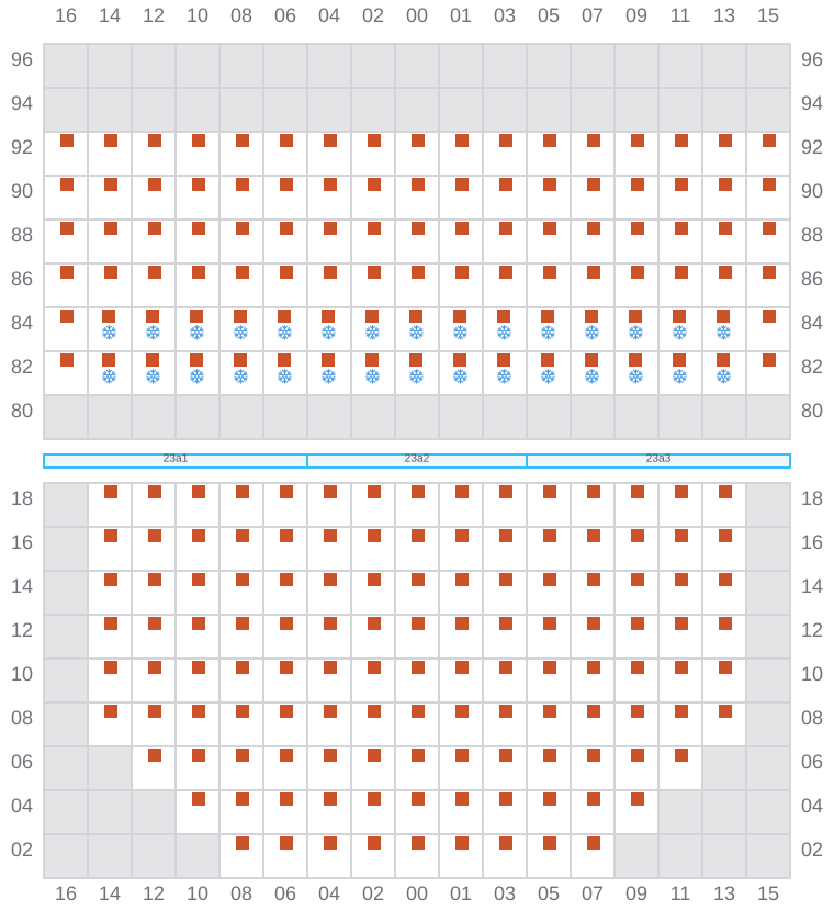 Bay 023 view and slots of CMA CGM OTELLO