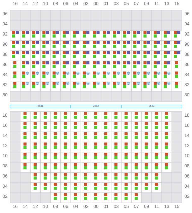 Bay 025 view and slots of CMA CGM OTELLO