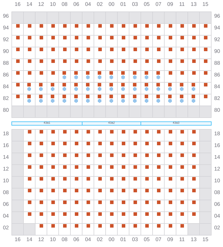 Bay 043 view and slots of CMA CGM OTELLO