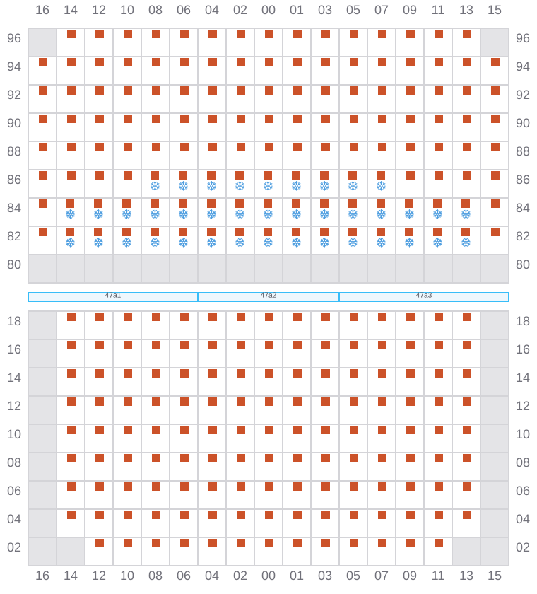 Bay 047 view and slots of CMA CGM OTELLO