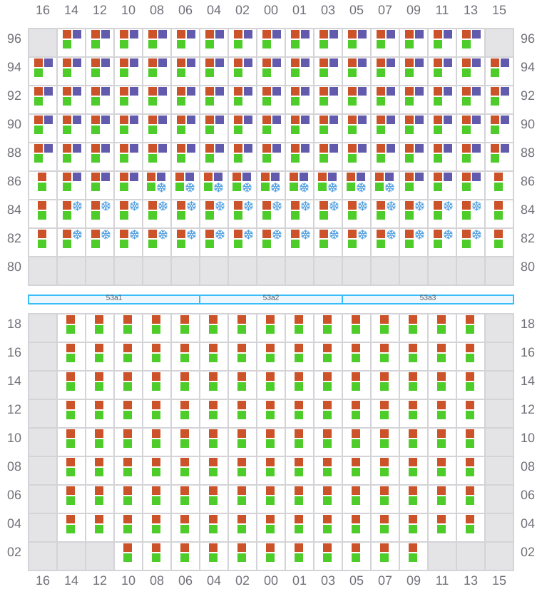 Bay 053 view and slots of CMA CGM OTELLO