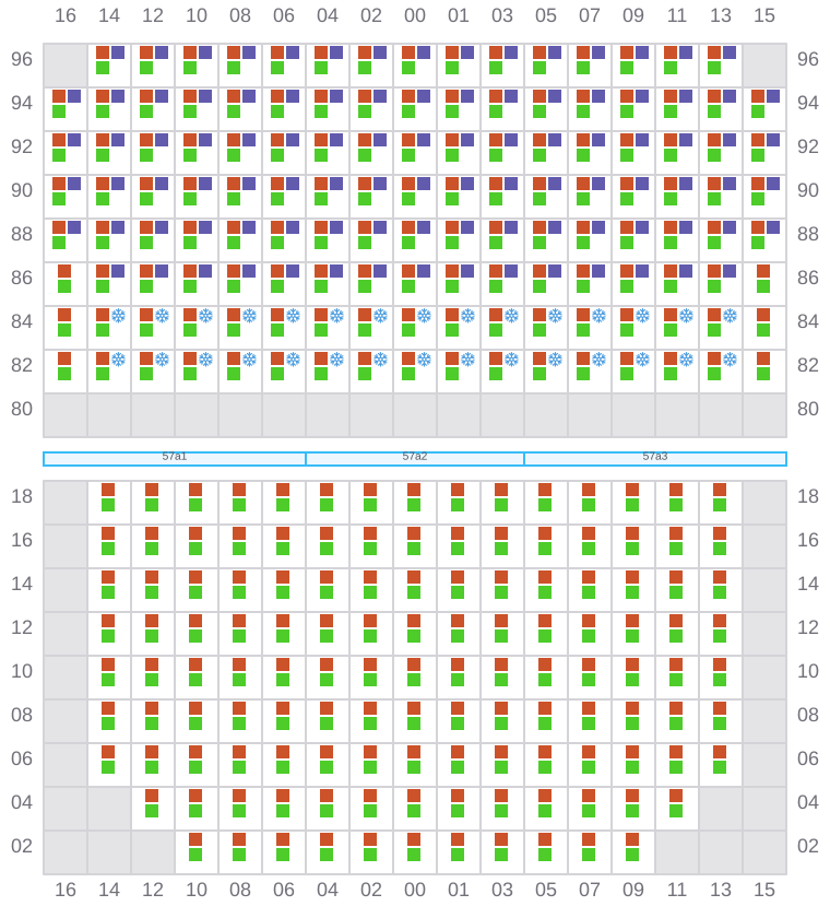 Bay 057 view and slots of CMA CGM OTELLO