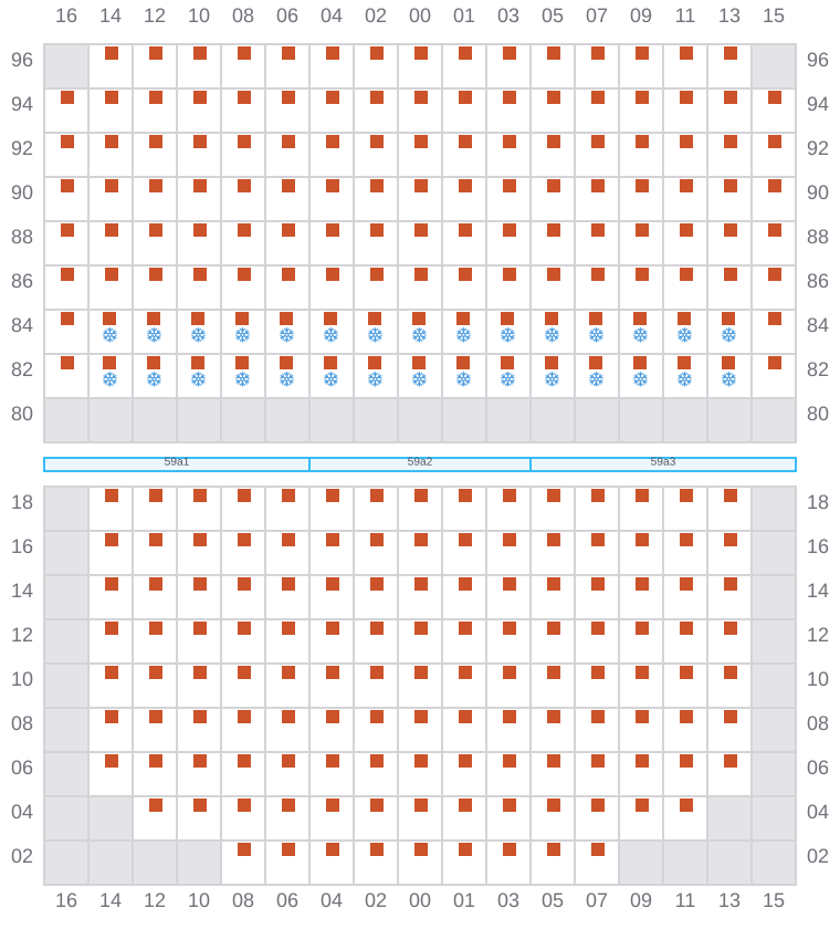 Bay 059 view and slots of CMA CGM OTELLO