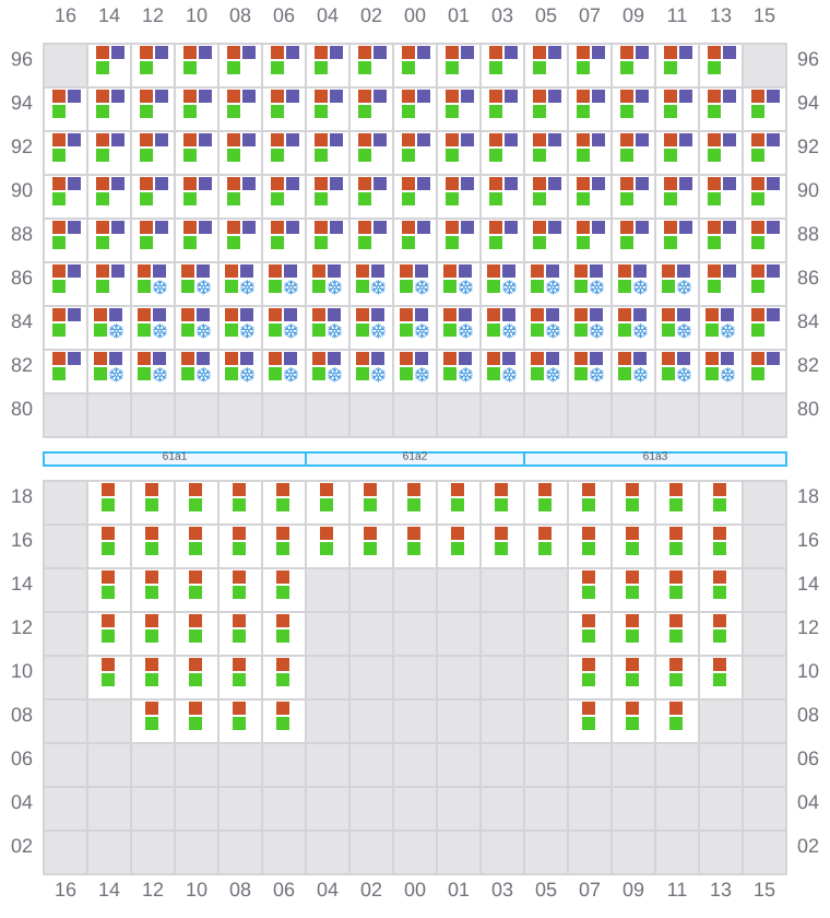 Bay 061 view and slots of CMA CGM OTELLO