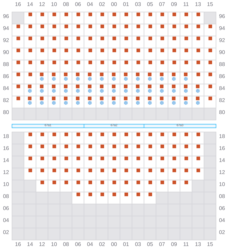 Bay 067 view and slots of CMA CGM OTELLO