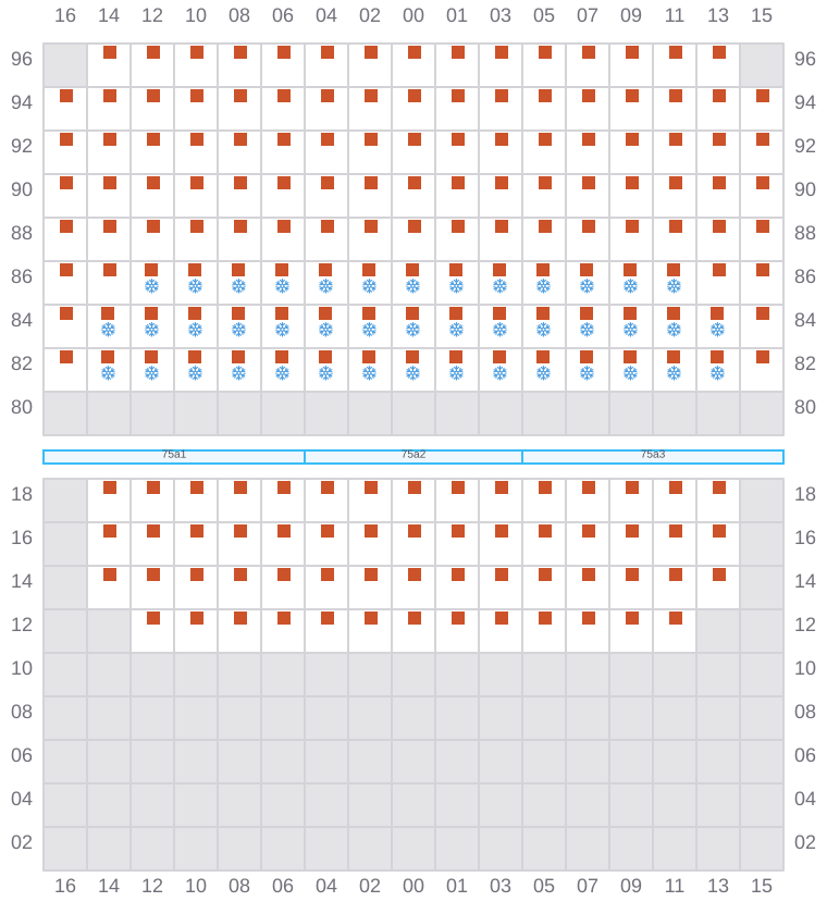 Bay 075 view and slots of CMA CGM OTELLO