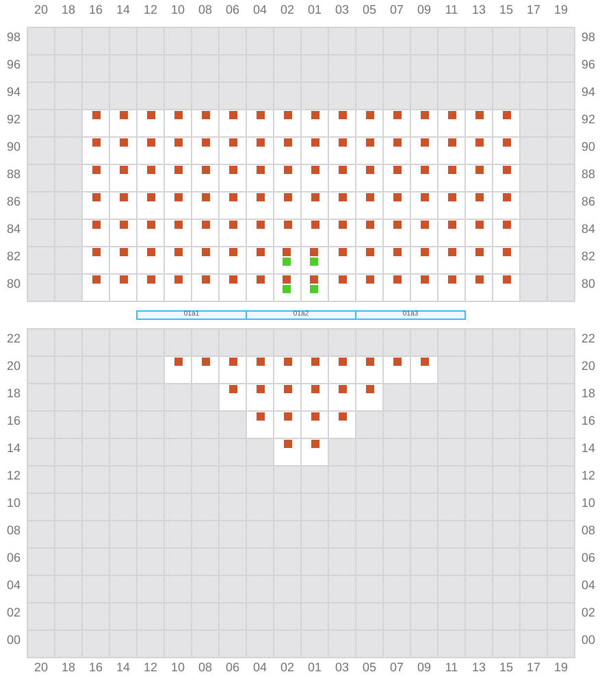 Bay 001 view and slots of MSC BEATRICE