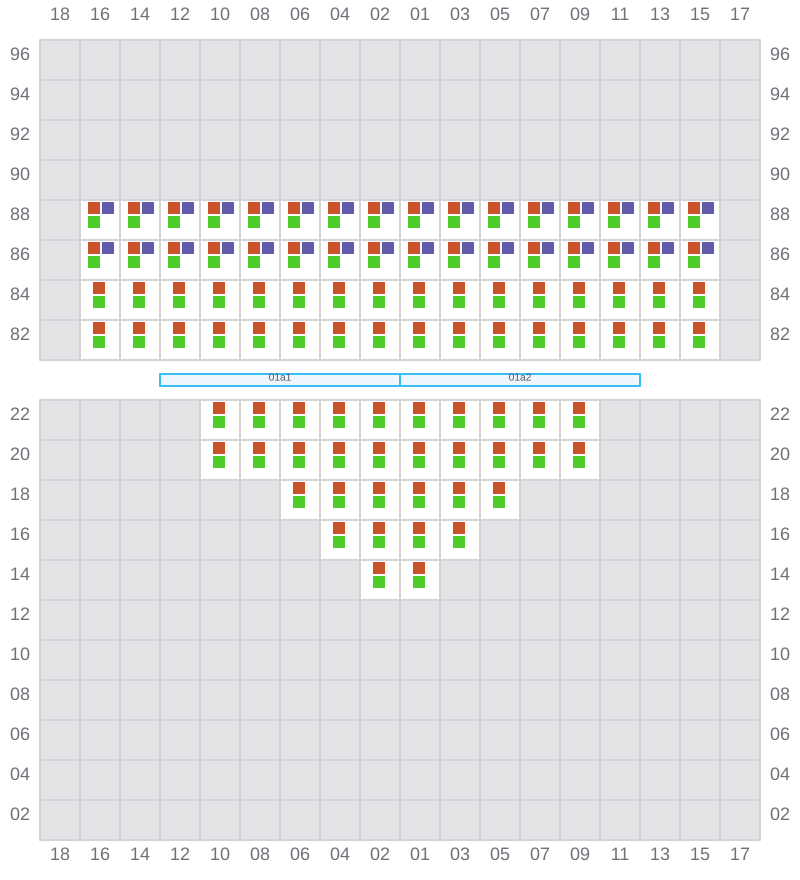 Bay 001 view and slots of CMA CGM LEO
