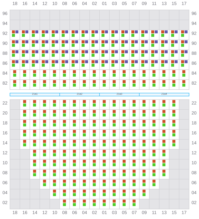 Bay 021 view and slots of CMA CGM LEO