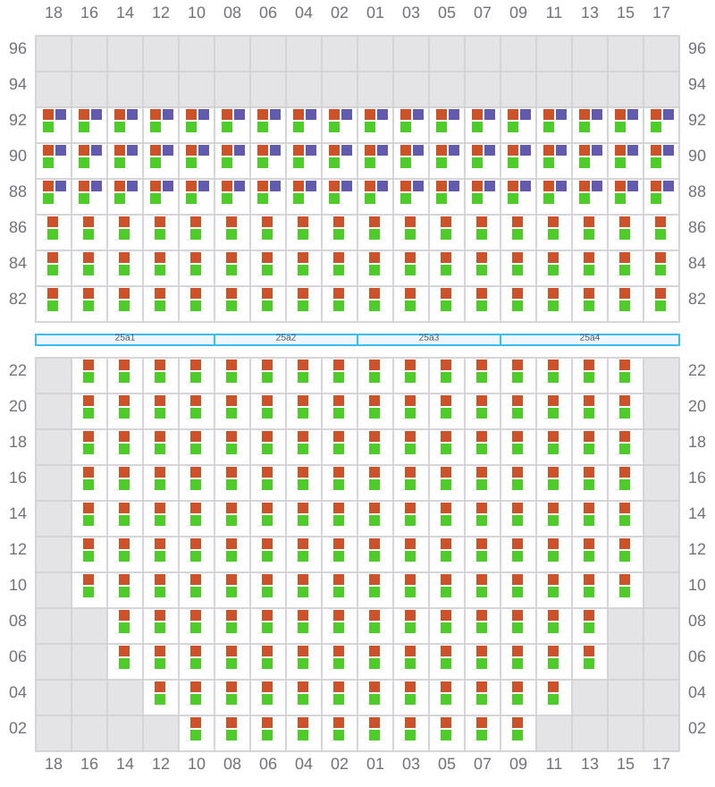 Bay 025 view and slots of CMA CGM LEO