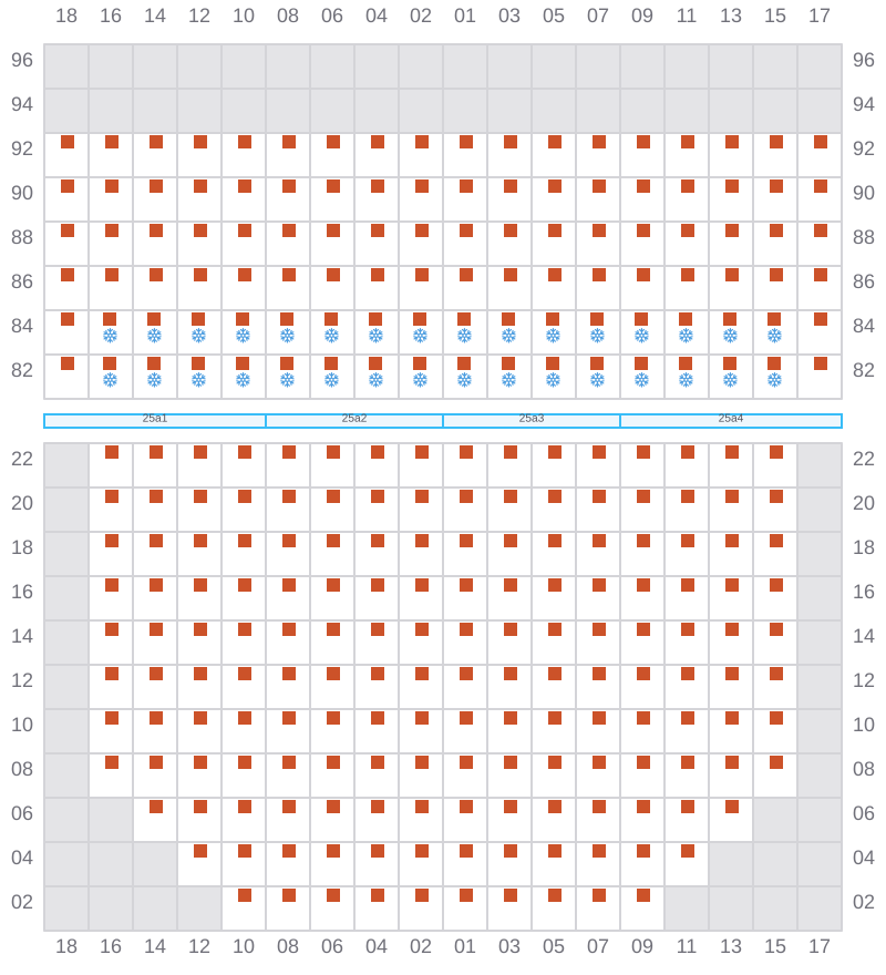 Bay 027 view and slots of CMA CGM LEO