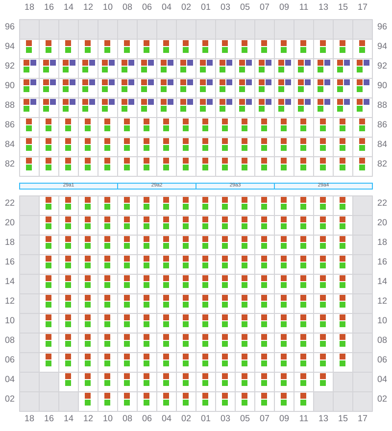 Bay 029 view and slots of CMA CGM LEO