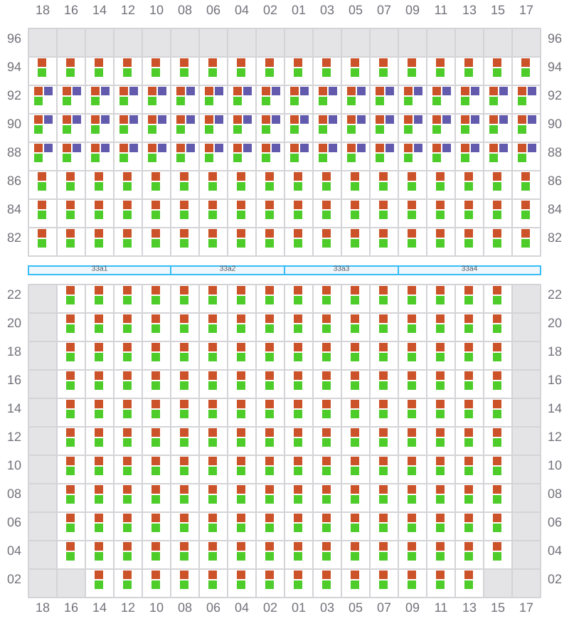 Bay 033 view and slots of CMA CGM LEO