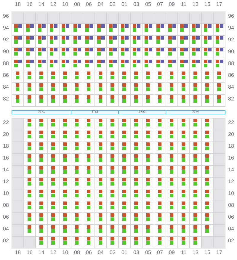 Bay 037 view and slots of CMA CGM LEO