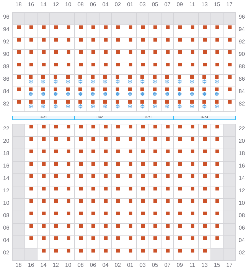 Bay 039 view and slots of CMA CGM LEO