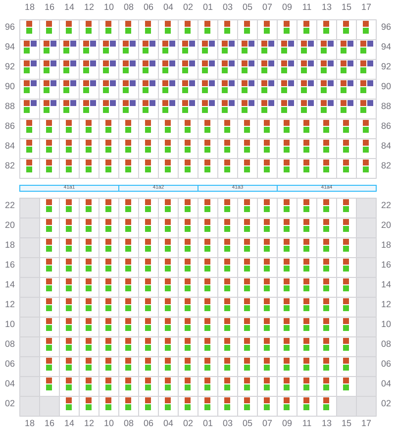 Bay 041 view and slots of CMA CGM LEO