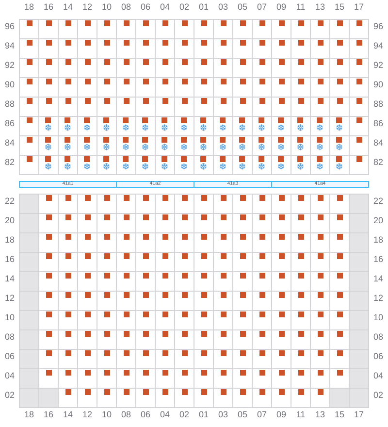 Bay 043 view and slots of CMA CGM LEO