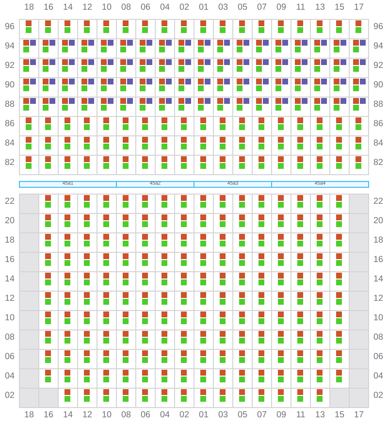 Bay 045 view and slots of CMA CGM LEO