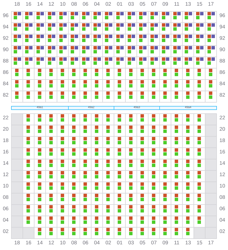 Bay 049 view and slots of CMA CGM LEO