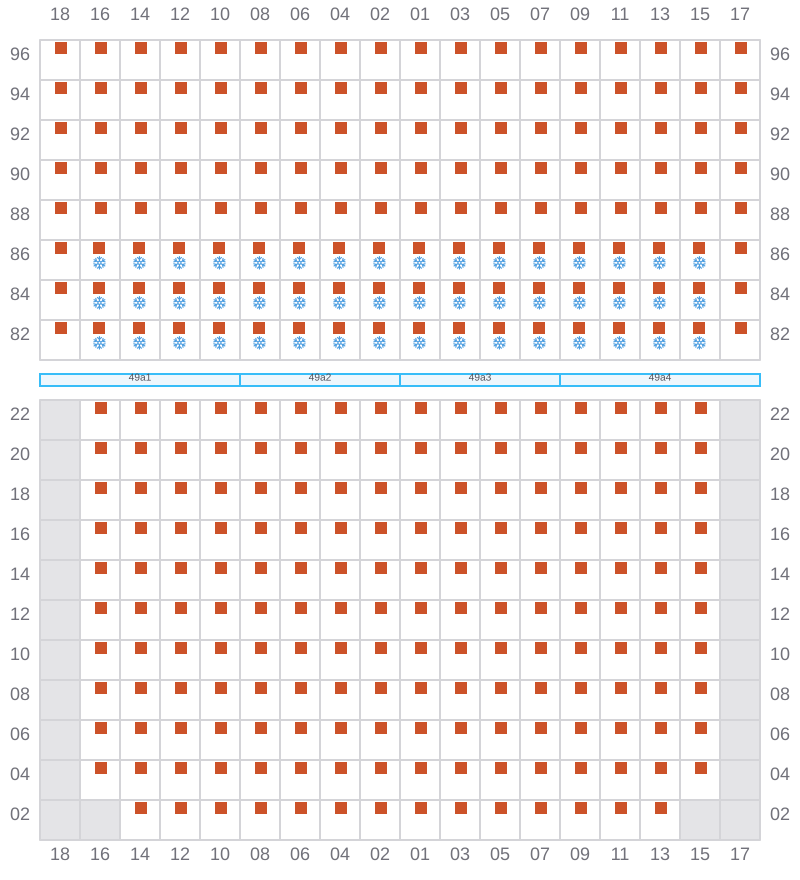 Bay 051 view and slots of CMA CGM LEO
