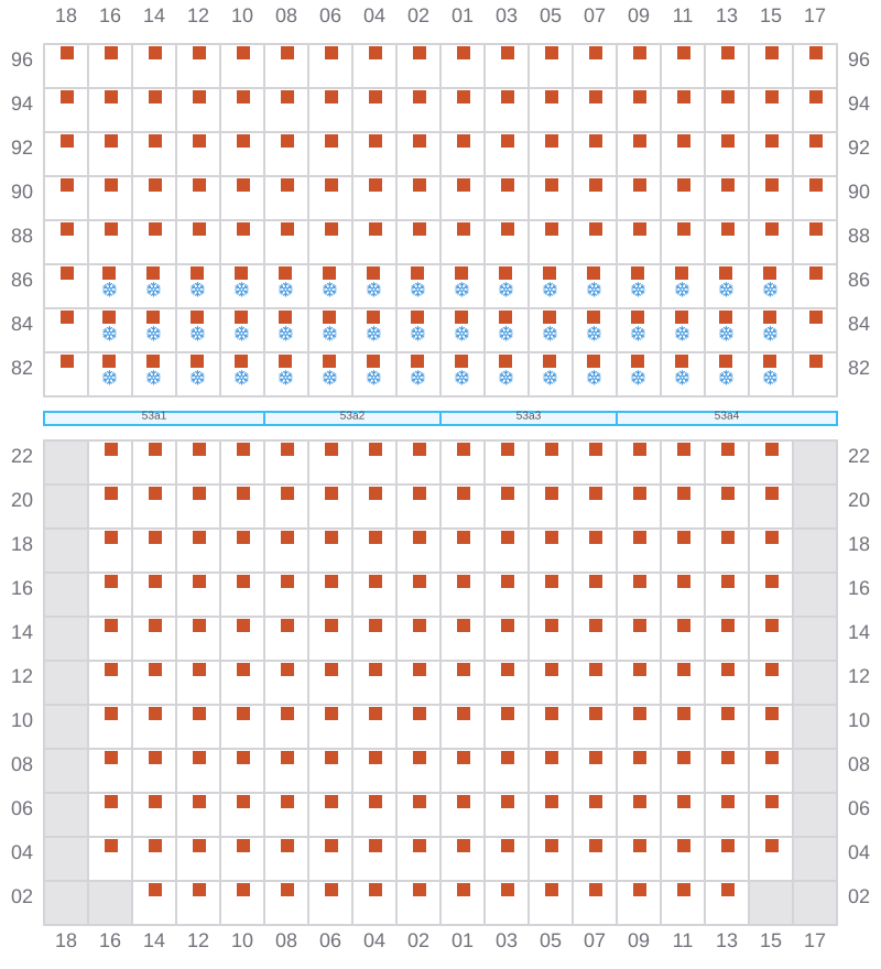 Bay 055 view and slots of CMA CGM LEO