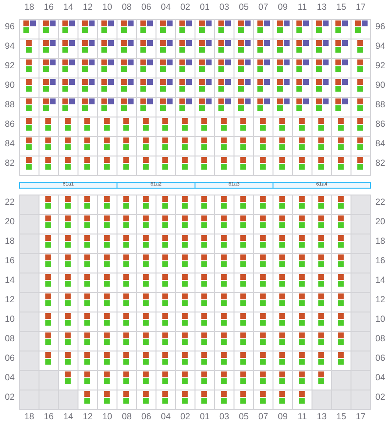Bay 061 view and slots of CMA CGM LEO
