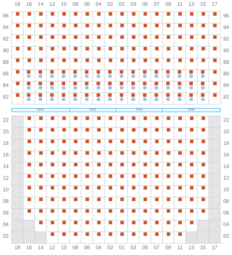Bay 063 view and slots of CMA CGM LEO