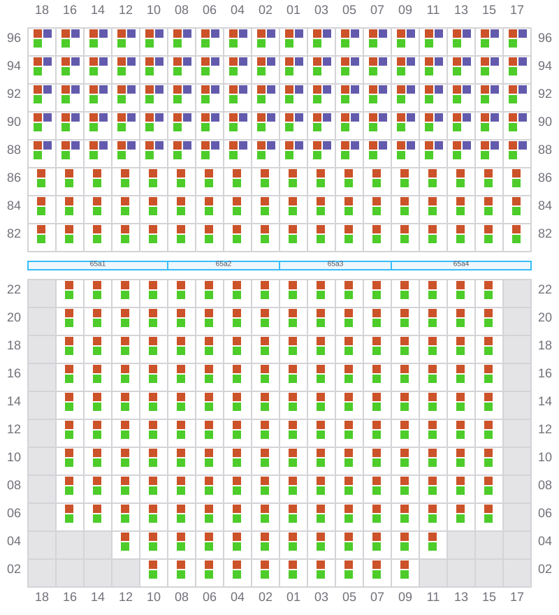 Bay 065 view and slots of CMA CGM LEO