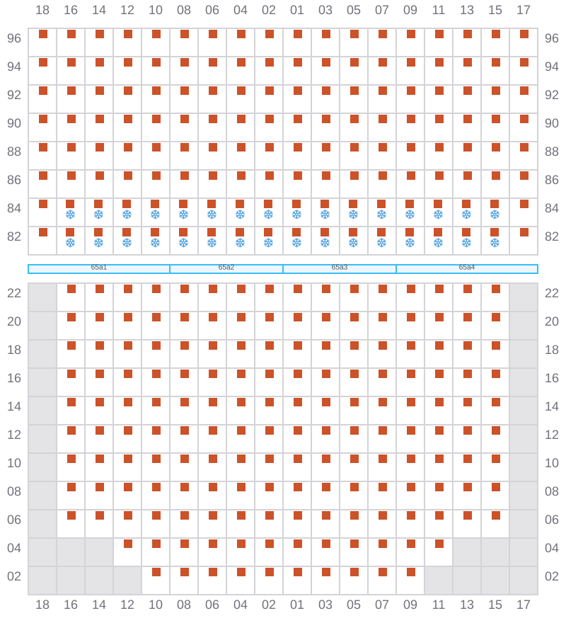 Bay 067 view and slots of CMA CGM LEO