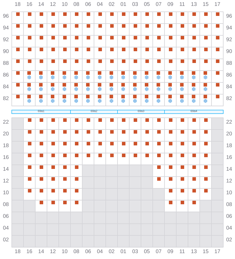 Bay 071 view and slots of CMA CGM LEO