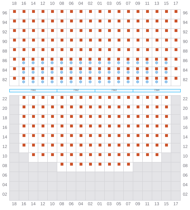 Bay 075 view and slots of CMA CGM LEO