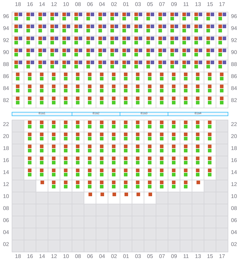 Bay 081 view and slots of CMA CGM LEO