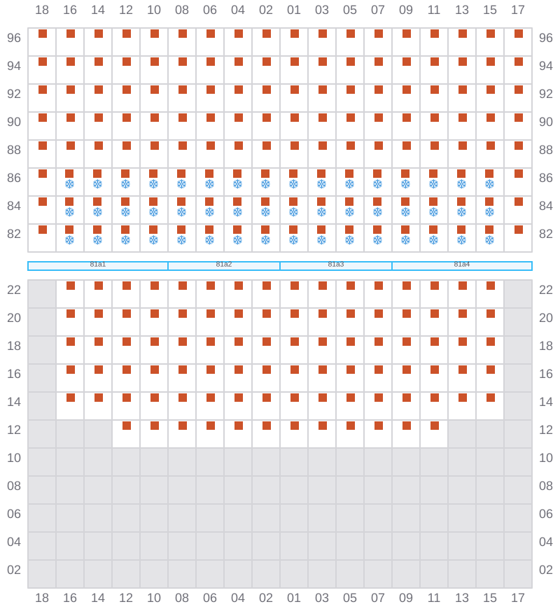Bay 083 view and slots of CMA CGM LEO