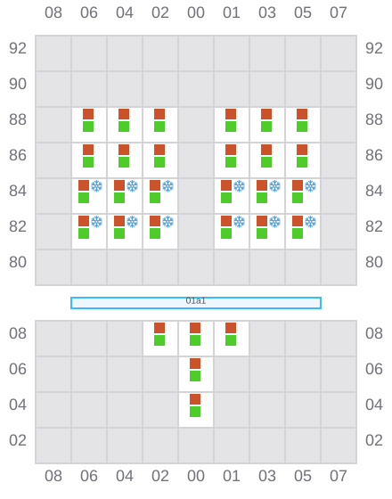 Bay 001 view and slots of CONTSHIP YEN
