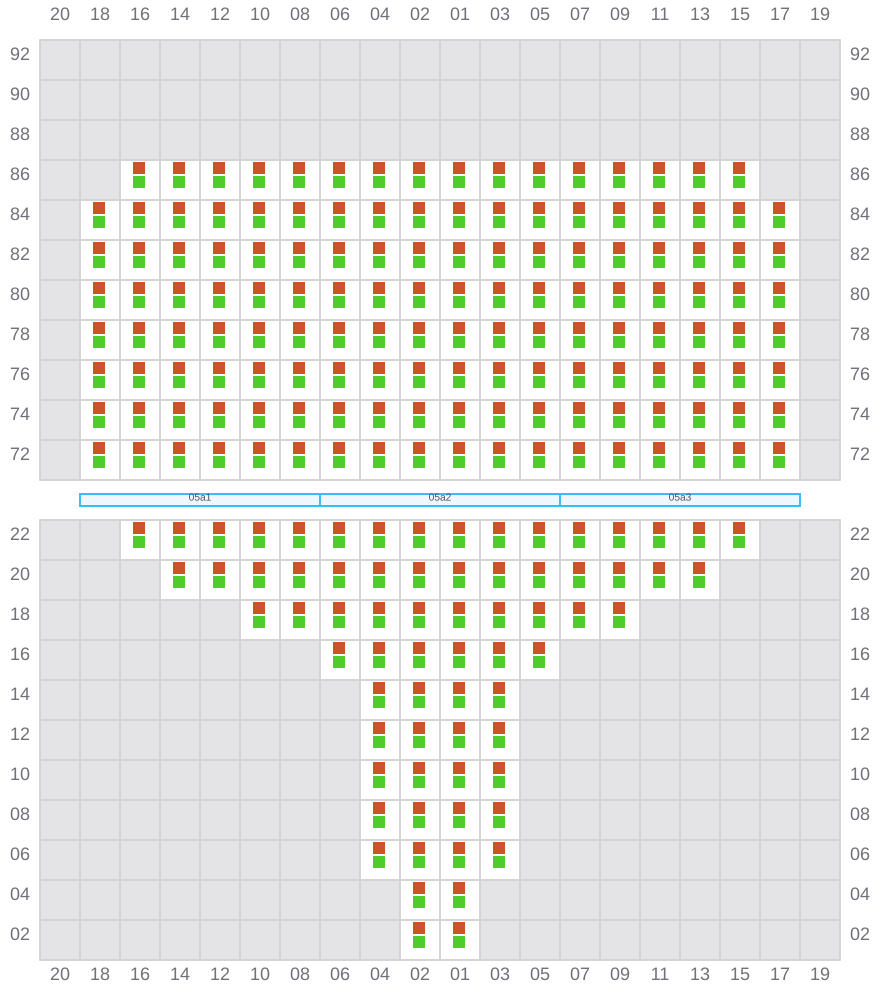 Bay 005 view and slots of CMA CGM CHILE