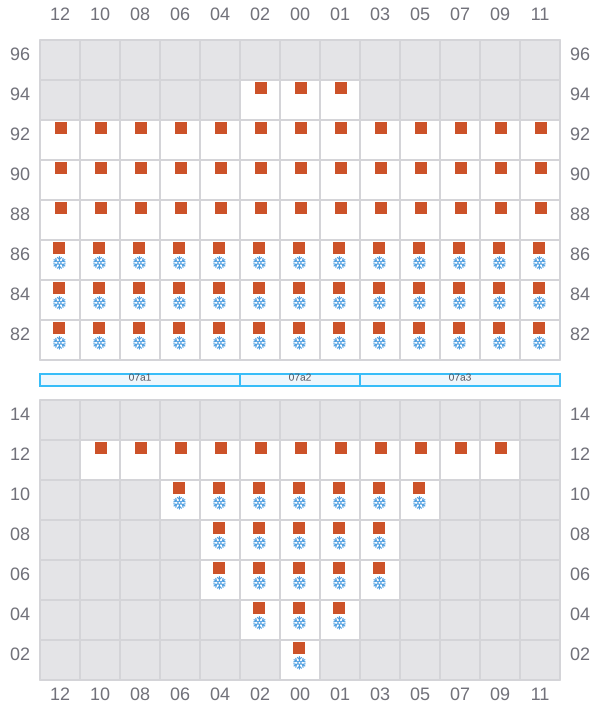 Bay 009 view and slots of JENS MAERSK