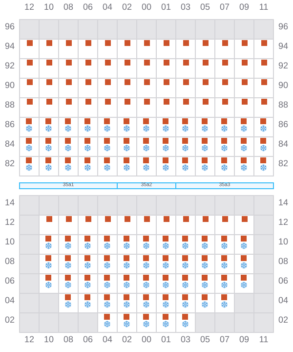 Bay 037 view and slots of JENS MAERSK