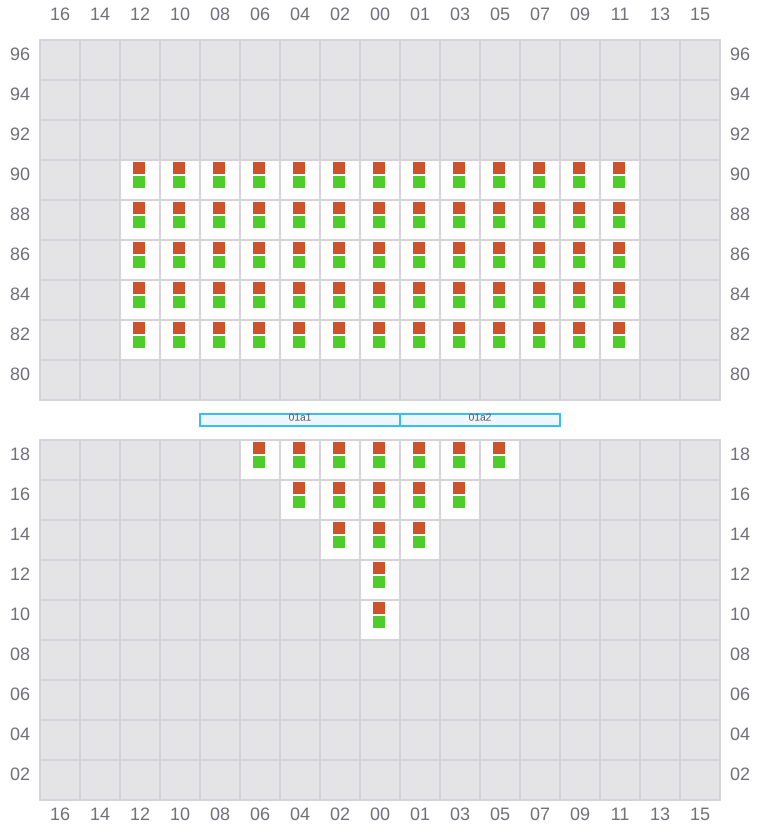 Bay 001 view and slots of MAERSK STRALSUND