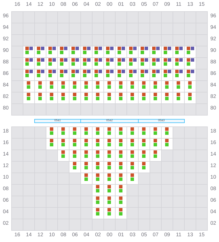 Bay 005 view and slots of MAERSK STRALSUND