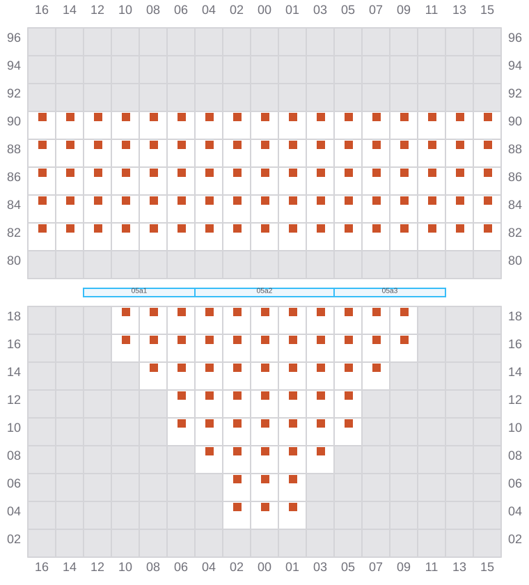 Bay 007 view and slots of MAERSK STRALSUND